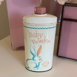 Baby Powder Tin with Pink Cap